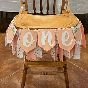 Peach birthday banner for high chair